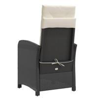 Tuinstoelen 2 st verstelbaar met kussens poly rattan zwart - thumbnail