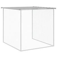 Kippenhok met dak 1003x98x90 cm gegalvaniseerd staal lichtgrijs - thumbnail
