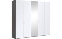 Goossens Kledingkast Easy Storage Ddk, Kledingkast 253 cm breed, 220 cm hoog, 4x glas draaideur en 1x spiegel draaideur midden - thumbnail