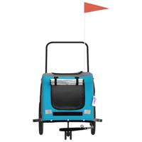 VidaXL Hondenfietstrailer oxford stof en ijzer blauw en grijs - thumbnail