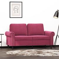Tweezitsbank 120 cm fluweel wijnrood - thumbnail