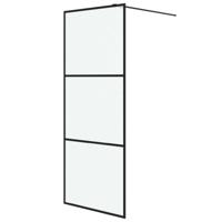 VidaXL Inloopdouchewand 80x195 cm mat esg-glas zwart - thumbnail