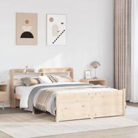Bedframe met hoofdbord massief grenenhout wit 140x200 cm - thumbnail
