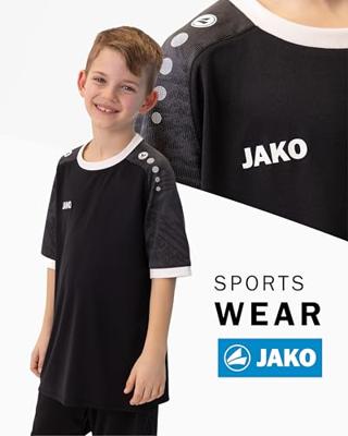 JAKO 4224K Shirt Iconic Km Kids - Zwart/Antraciet - 128
