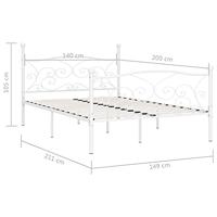 Bedframe met lattenbodem metaal wit 140x200 cm - thumbnail