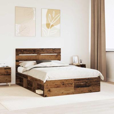 Bedframe met hoofdeinde Oudhout 150 x 200 cm Massief grenenhout