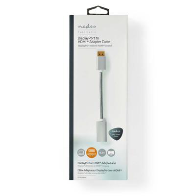 Nedis CCTB37150AL02 Displayport-kabel Displayport Male Hdmi™ Output 4k@60hz Verguld 0.20 M Rond Gebreid Zilver Cover Window Box