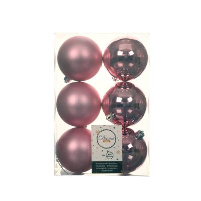 6 onbreekbare kerstballen lippenstift roze 8 cm
