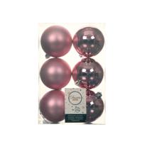 6 onbreekbare kerstballen lippenstift roze 8 cm - thumbnail