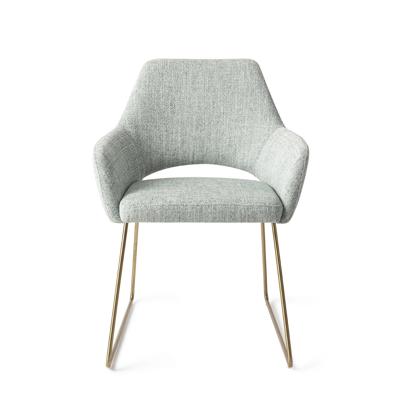 Jesper Home Yanai eetkamerstoel Soft Sage slide gold