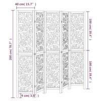 Kamerscherm met 5 panelen massief paulowniahout wit - thumbnail