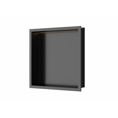Inbouwnis Luca Sanitair 30x30x6,5 cm RVS Gunmetal PVD + LED verlichting Luca Sanitair Inbouwnis Luca Sanitair 30x30x6,5 cm RVS Gunmetal PVD + LED verlichting Luca Sanitair