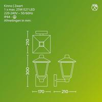 Wandlamp Philips kinno Zwart 25 W Aluminium E27 - thumbnail
