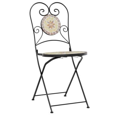 Bistrostoelen 2 st inklapbaar keramiek terracottakleurig en wit - thumbnail