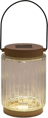 Anna's collection lantaarn solar 1led glas 12x8.5cm zand
