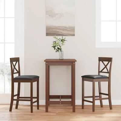 Barkrukken met kussens 2 stuks Bruin massief hout rubber