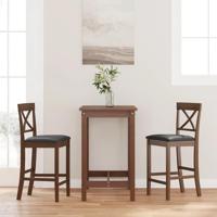 Barkrukken met kussens 2 stuks Bruin massief hout rubber - thumbnail