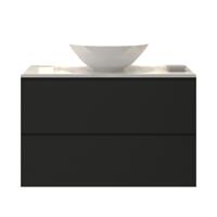 Badkamermeubelset Gliss Hermes 90 cm Mat Zwart Met Waskom - thumbnail