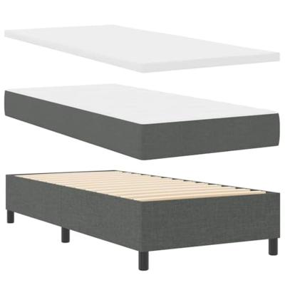 Boxspringbed met Matras & LED in donkergrijs, 100 x 200 cm, stof