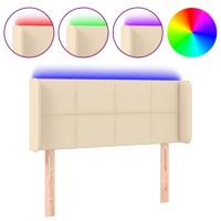 Hoofdbord LED 203x16x78/88 cm stof crèmekleurig - thumbnail