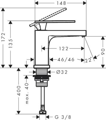 Hansgrohe Tecturis E fonteinkraan 80 met rechte greep voor koud water of vooraf ingestelde watertemperatuur zonder waste, mat wit - thumbnail