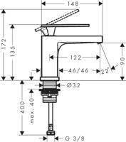 Hansgrohe Tecturis E fonteinkraan 80 met rechte greep voor koud water of vooraf ingestelde watertemperatuur zonder waste, chroom - thumbnail