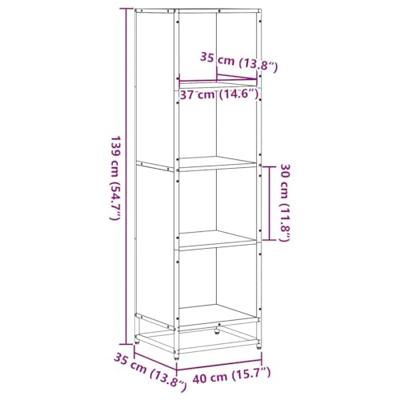 Boekenkast 40x35x139 cm bewerkt hout bruin eikenkleur