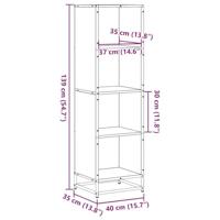 Boekenkast 40x35x139 cm bewerkt hout bruin eikenkleur - thumbnail