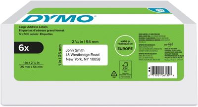 Etiket dymo labelwriter adressering 25x54 6st wit Etiket dymo labelwriter adressering 25x54 6st wit