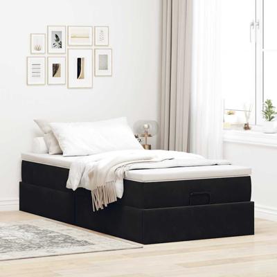 Ottoman bed met matras 100x200 cm fluweel zwart