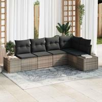 Tuinbankenset met opslag 5 pcs Grijs poly rattan - thumbnail