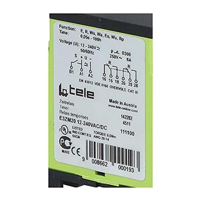tele 111100 E3ZM20 12-240V AC/DC Tijdrelais Multifunctioneel 1 stuk(s) 2x wisselcontact Piece tele 111100 E3ZM20 12-240V AC/DC Tijdrelais Multifunctioneel 1 stuk(s) 2x wisselcontact Piece