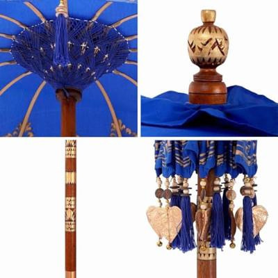 Balinese Parasol Anders Blauw x 260 cm Katoen en massief hout Balinese Parasol Anders Blauw x 260 cm Katoen en massief hout