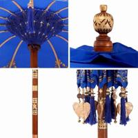 Balinese Parasol Anders Blauw x 260 cm Katoen en massief hout - thumbnail