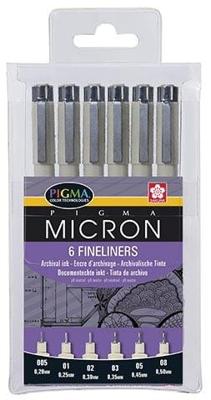 Sakura Fineliner Pigma, zwart, 6 stuks Sakura Fineliner Pigma, zwart, 6 stuks