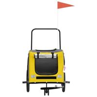 Hondenfietstrailer oxford stof en ijzer geel en grijs - thumbnail