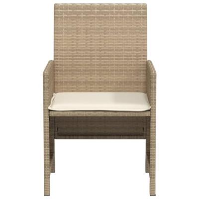 3-delige Bistroset met kussens poly rattan beige