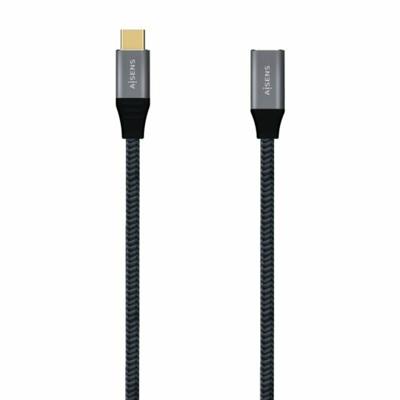 Kabel alargador USB 3.2 TYPE-C AISENS A107-0635 USB TYPE-C MACHO USB TYPE-C HEMBRA 1M GRIS