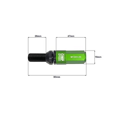 Schroevenkit OMP OMPS09971208 28 mm Groen M12 x 1,25
