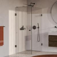 Brauer Void - Carving Douchecabine met Draaideur - Helder Glas - 80x120x200 cm - incl. Glascoating - PVD Gunmetal Geborsteld - thumbnail