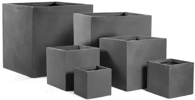 Mega Collections Plantenbak Kubus Clayfibre - L50 x B50 x H50 cm - Lood