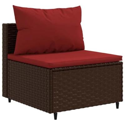 8-delige Loungeset met kussens poly rattan bruin