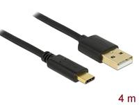 Delock USB-kabel USB 2.0 USB-A stekker, USB-C stekker 4.00 m Zwart 83669 - thumbnail