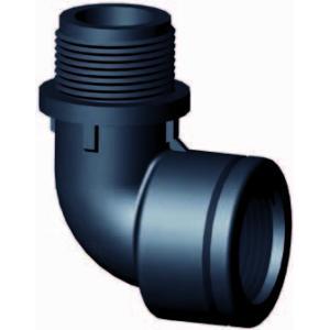 PP knie 90 graden met binnen- en buitendraad - 1" x 1" PP knie 90 graden met binnen- en buitendraad - 1" x 1"