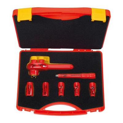 Friedrich Doppenset 1000V 1/4" 6-13mm + Omschakelbare Ratel, 7-delig