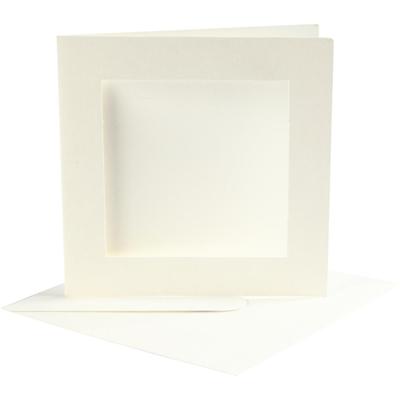 Creativ Company Passepartout kaarten, afmeting kaart 12,5x12,5 cm, afmeting envelop 13,5x13,5 cm, off-white, 10 set/ 1 doos