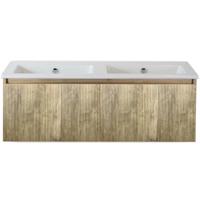 Frozen 3D Badmeubelset 120 cm - Greeplijst in Kleur - French Oak - Keramische Wastafel Wit Zonder Kraangat - thumbnail