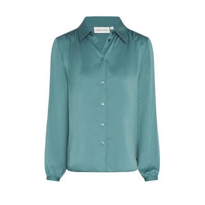 Fabienne Chapot blouse Mira met plooien grijsblauw