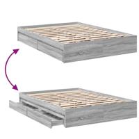Bedframe met lades bewerkt hout grijs sonoma eiken 140x200 cm - thumbnail