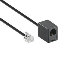 Goobay 68259 modulaire aansluitkabel 3 meter, zwart, RJ11/RJ14-stekker (6P4C) naar RJ11-bus (6P4C), per stuk verpakt - thumbnail